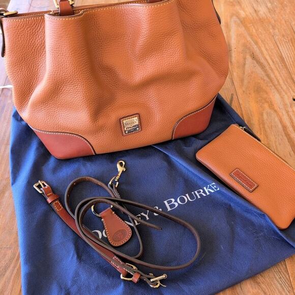 Dooney & Bourke Pebble Grain Leather Brenna Satchel Handbag Pouch Keychain NWOT - Picture 10 of 10